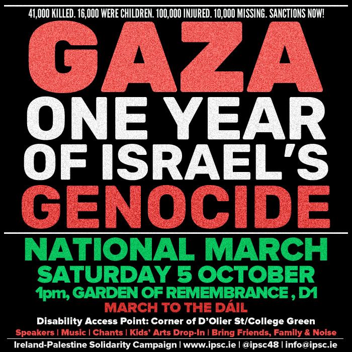 Join us at National Demonstration: One Year of Israel’s Gaza Genocide – Sanctions Now!